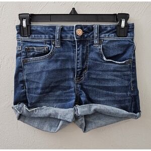American Eagle Ne(x)t Level Stretch High Rise Shortie Denim Shorts Women Size 0